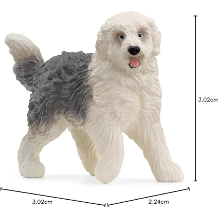 Schleich Bobtail (13968) Farm World, detailgetreue Figur mit üppigem Fell, ca. 7,7 x 2,5 x 5,7 cm – Bild 6