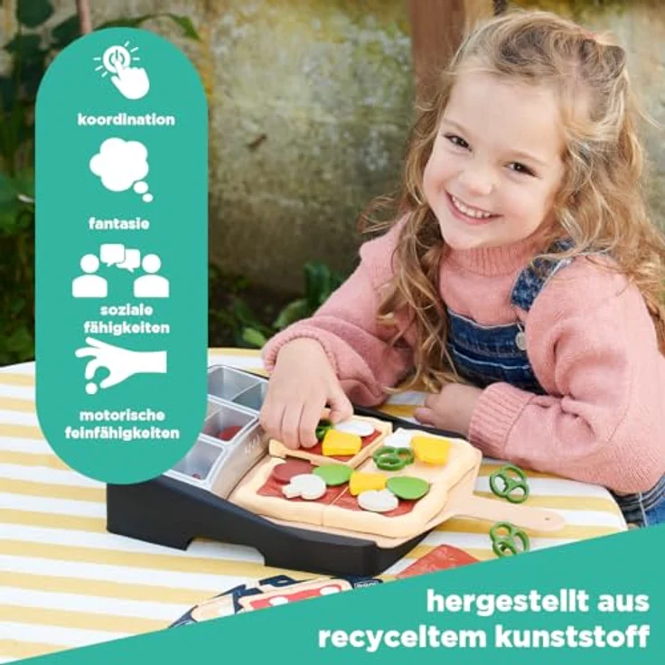 Casdon Ooni Pizza-Belagstation, Spielzeug-Pizza-Belagstation für Kinder ab 3 Jahren, mit 24 Pizzabelägen und Rezeptkarten – Bild 3