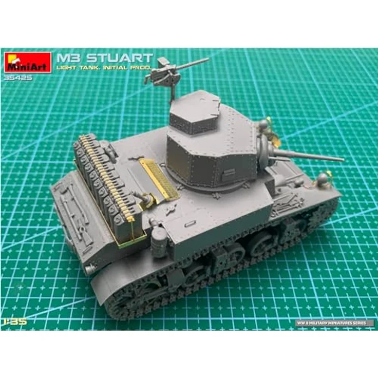 Other 1:35 M3 Stuart leichter Panzer, Modellfahrzeug mit beweglichen Kettengliedern und Decals für vier Varianten – Bild 12