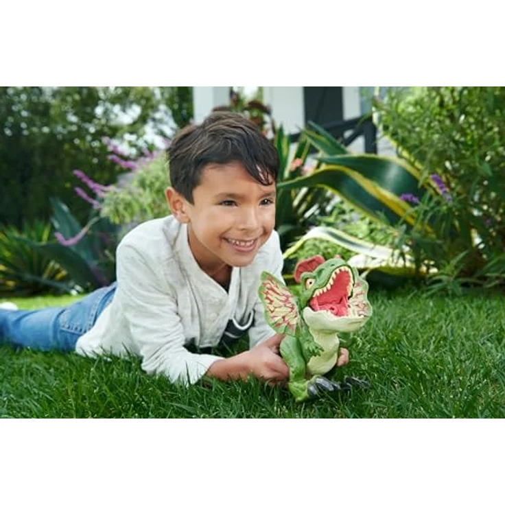 JURASSIC WORLD Dilophosaurus - Dinosaurierspielzeug mit Geräuschen und Pfeilen für wilden Kampfspaß authentisches Aussehen, 20 cm lang, für Kinder ab 4 Jahren, HNT66 – Bild 2