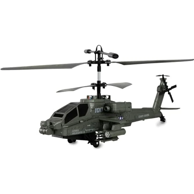 Amewi Apache AH-64 Helikopter Koaxial 3,5-Kanal RTF inkl. Fernsteuerung, Akku, Ladekabel, 250mm, Dunkelgrün - Stabiles Flugverhalten, LED-Beleuchtung, 2,4GHz System – Bild 1