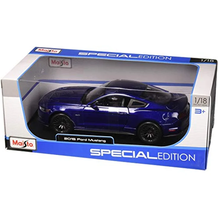 Maisto Ford Mustang '15: Modellauto mit Federung, Maßstab 1:18, Türen und Motorhaube beweglich, Fertigmodell, lenkbar, 24 cm, rot (531197) – Bild 2