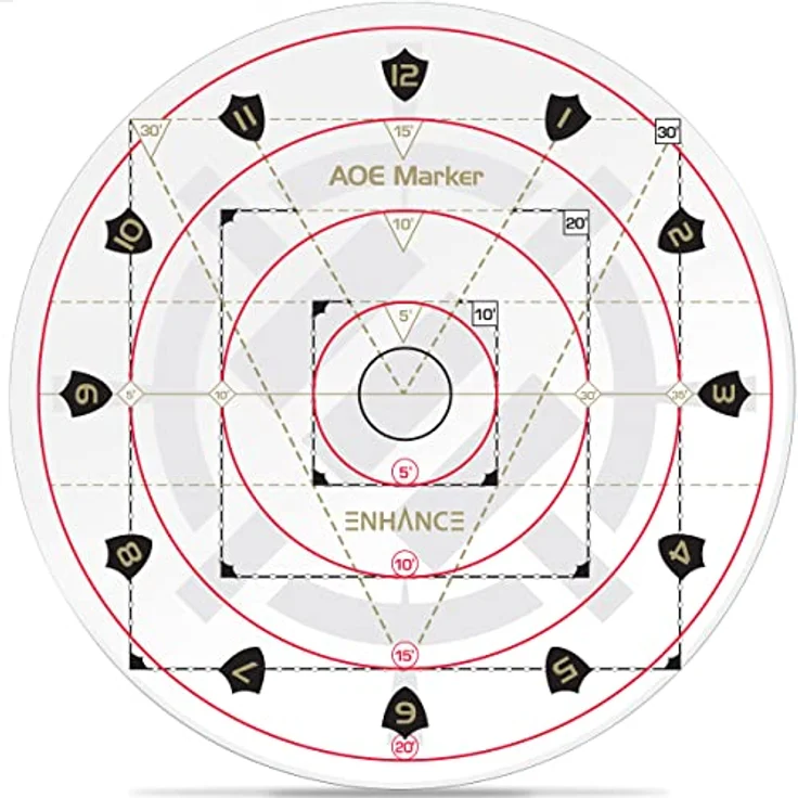 ENHANCE Spell AOE Damage Marker, Zaubervorlage für D&D mit 1-Zoll-Skala, klar acryl, robust und ideal für Gitter- und gitterlose Schlachtmatten – Bild 1