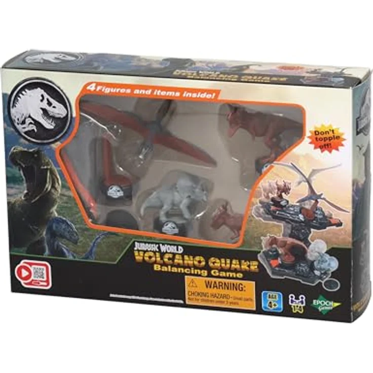 EPOCH Games Jurassic World – Balancing Game Vulkanausbruch, Dinosaurier Brettspiel für 1-4 Spieler, ab 4 Jahren, mit 4 Figuren – Bild 1