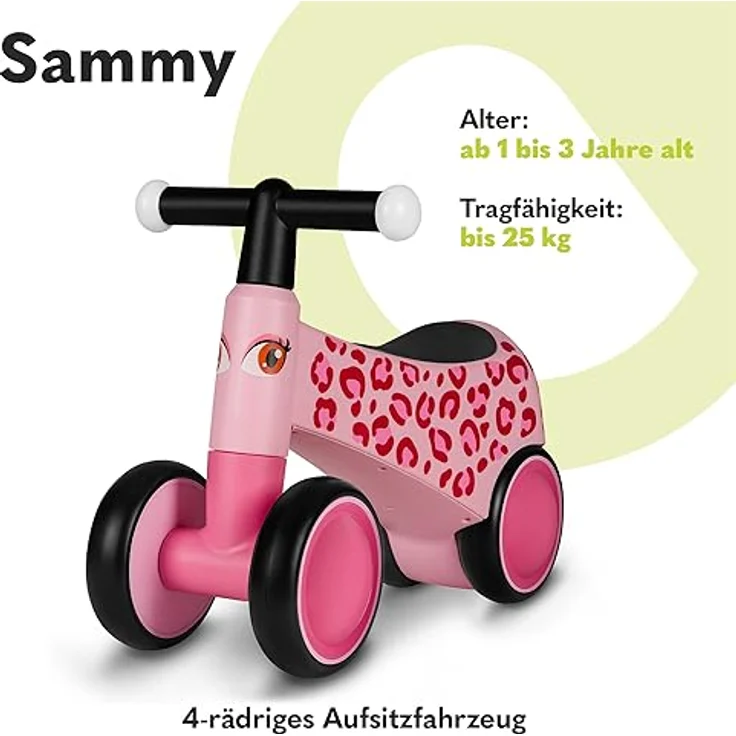 LIONELO Sammy Laufrad ab 1 Jahr, Fahrrad ohne Pedal für 12-36 Monate Babys, Lauflernrad mit 4 Rädern bis 25 kg, rutschfeste Griffe, Baby Spielzeug - Erstes Laufrad für Jungen und Mädchen – Bild 2