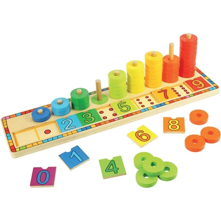 Bigjigs Wooden Learning Game Counting, 55-teiliges Lernspielzeug zum Zählen für Kinder ab 2 Jahren, bunt – Bild 10