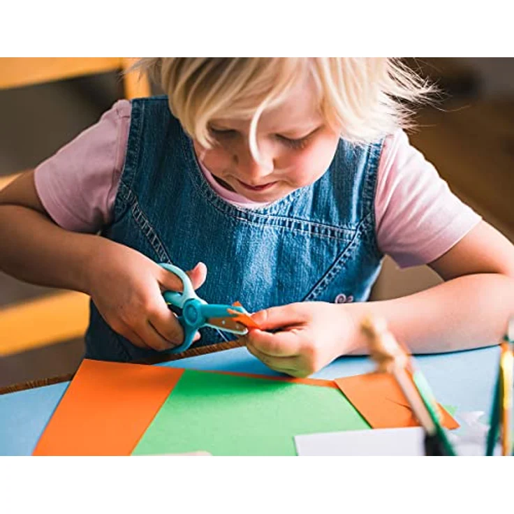 Fiskars Kinderschere, Zum Erlernen des Schneidens, Länge: 13 cm, Metall-Klingen, Blaugrün – Bild 4