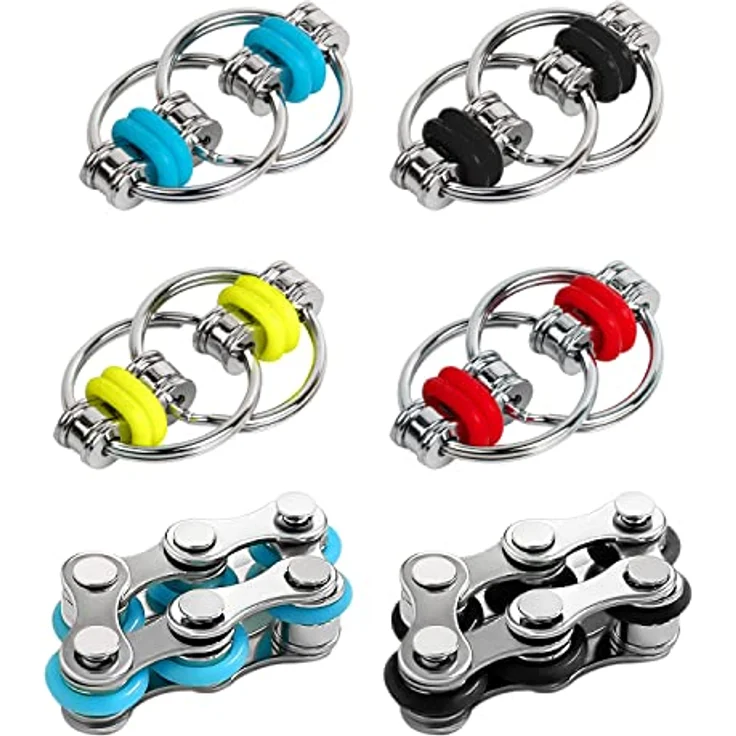 4 Stück Flippy Chain Game Set, Mit 2 Stück Sechs Roller Ketten, Fidget Game For Stress Relief Iron Ring Keychain, Bike Chain Game, Suitable For Adults And Children. – Bild 2