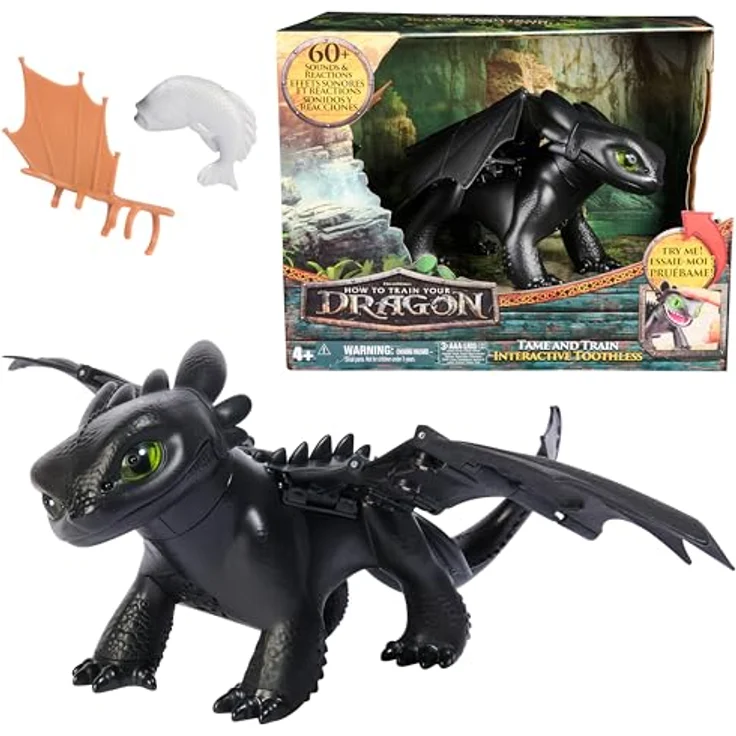 Dreamworks Dragons Ohnezahn, Interaktive Drachenfigur mit Licht- und Soundeffekten, Trainings- und Spielfunktionen, 30cm, für Kinder ab 4 Jahren – Bild 2