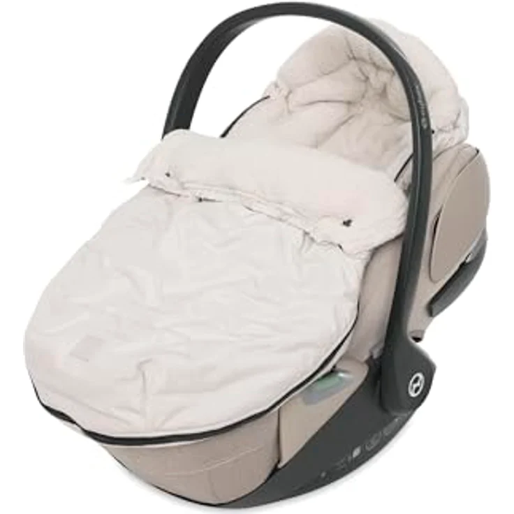 Jollein Fußsack Embossed Sand, für Babyschale und Kinderwagen, Fleecefutter, Bionic-Finish, 3-Punkt- und 5-Punkt-Gurt – Bild 1