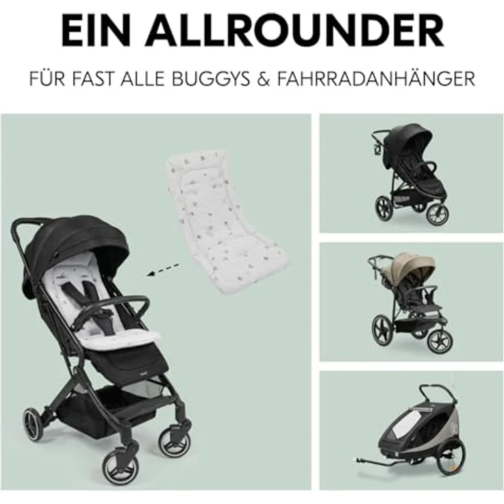 hauck Pushchair Seat Liner, Disney Mickey & Minnie Grey - Atmungsaktive Baumwoll-Sitzauflage 70 x 37 x 3 cm für Buggys und Kinderwagen - Mit 5 Punkt Gurt Fixierung und pflegeleichtem Design – Bild 5