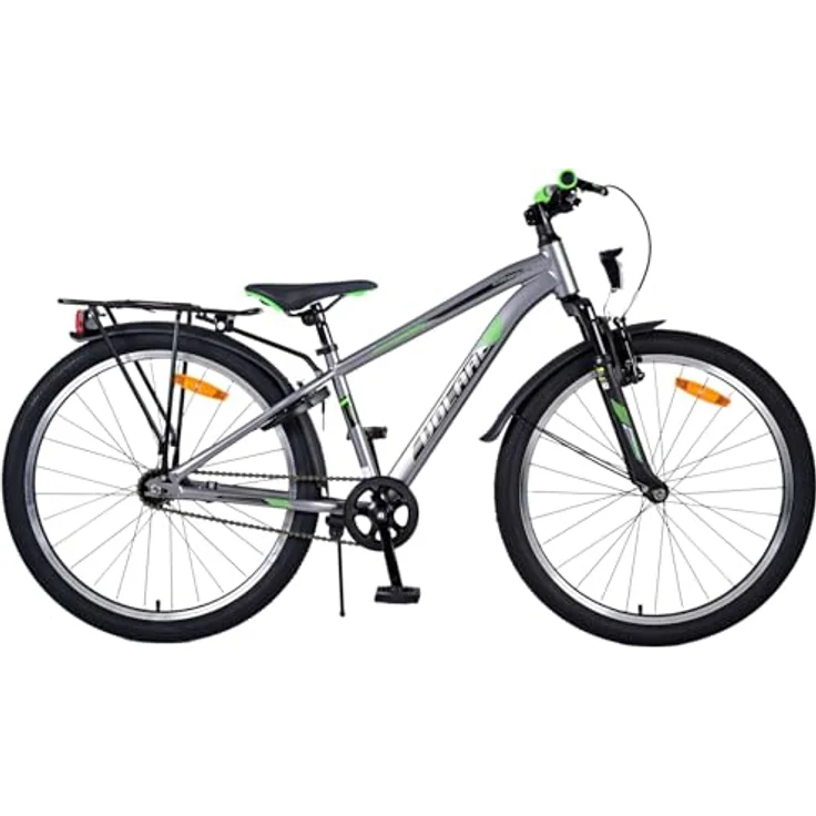 Volare Cross 24", Kinderfahrrad mit Handbremse, Rücktrittbremse, Gepäckträger und LED-Lichtern, dunkelgrau – Bild 1