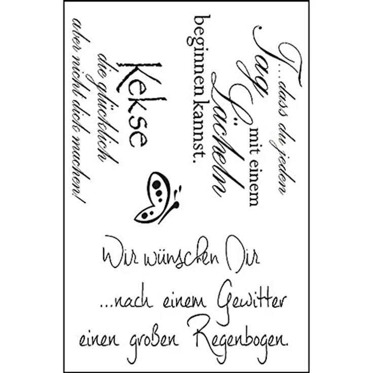 efco Clear Stamps "Wir wünschen Dir", 5-teilig, reißfest, verschiedene Wünsche, Breite 1,6-5,6 cm, Länge 1,3-3,4 cm