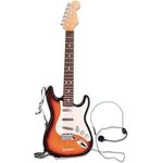 Bontempi Rock On, Elektronische Rockgitarre Wireless mit Mikrofon, Schultergurt und 10 vorinstallierten Songs, 67 cm
