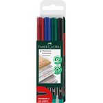 Faber-Castell 152304 - Marker MULTIMARK permanent, Stärke: S, 4er Etui, Inhalt: je 1x rot, blau, grün, schwarz