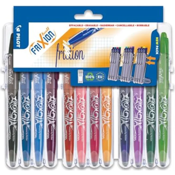 Pilot FriXion Ball Set2Go, Schreibstifte, Multicolor, 12 Stück, rückstandslos radierbar mit Radiergummi – Bild 2