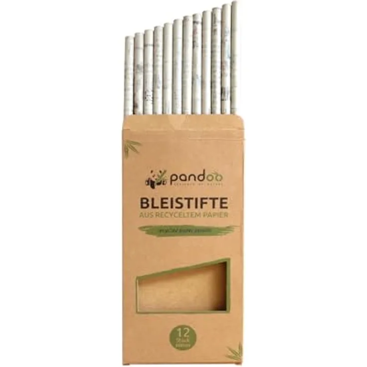 pandoo Bleistift 12-tlg, umweltfreundliche Bleistifte aus recyceltem Zeitungspapier, grau