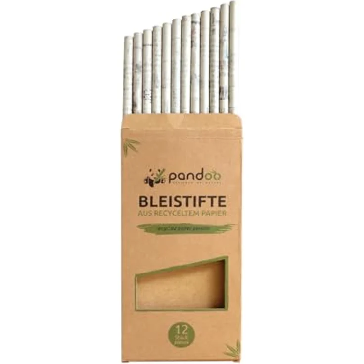 pandoo Bleistift 12-tlg, umweltfreundliche Bleistifte aus recyceltem Zeitungspapier, grau – Bild 1