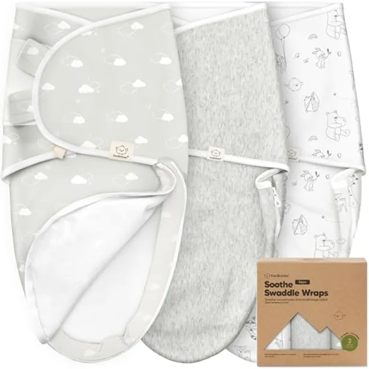 KeaBabies Soothe Zippy Pucksack Baby 0-3 Monate, 3er-Pack mit Reißverschluss, Bio-Baumwolle, atmungsaktiv und temperaturregulierend, für einfachen Windelwechsel, hüftgesund, in verschiedenen Farben