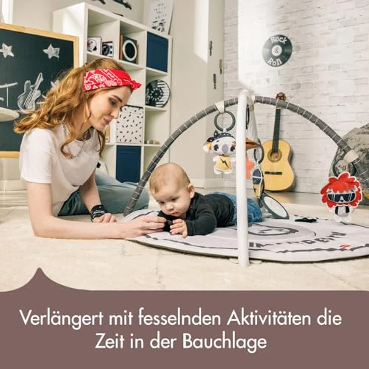 Tiny Love Roll With Me Gymini, groovige vom Rock'n'roll inspirierte Spielmatte Baby mit Musik, 0-36 Monate, Spieldecke Baby, 20 Aktivitäten, Musikmobile für unterwegs, verstellbare Bögen, Tiny Rockers, bunte Spielbögen – Bild 2