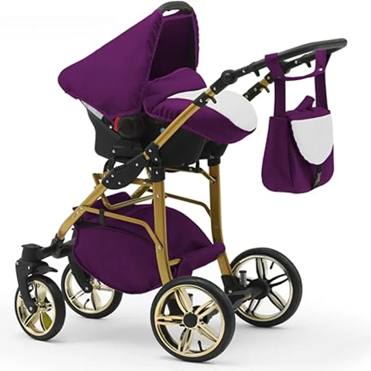 Elcar Kinderwagen-Set 4 in 1 Neo Gold inkl. Sportsitz und Autositz - 16 Teile - in 22 Farben – Bild 4
