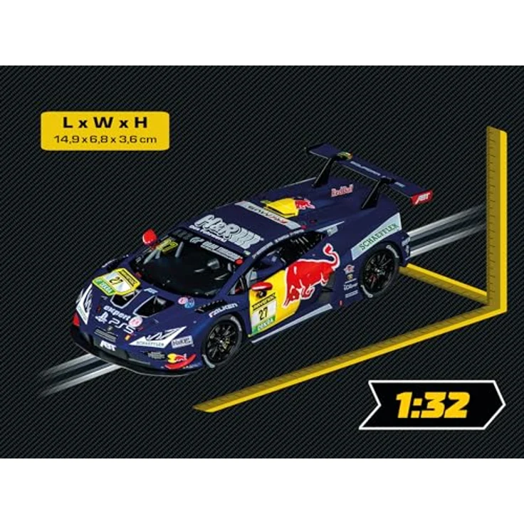 Carrera Lamborghini Huracán GT3 Evo2 Abt-Sportsline No.2, 1:32 Maßstab mit Front- und Rücklicht, Rennbahn Zubehör für Kinder ab 8 Jahren – Bild 4