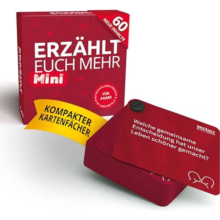 Carletto Deutschland Erzählt euch mehr Paare - Mini, Kartenset für ehrliche Gespräche, 60 Fragen im Hosentaschenformat