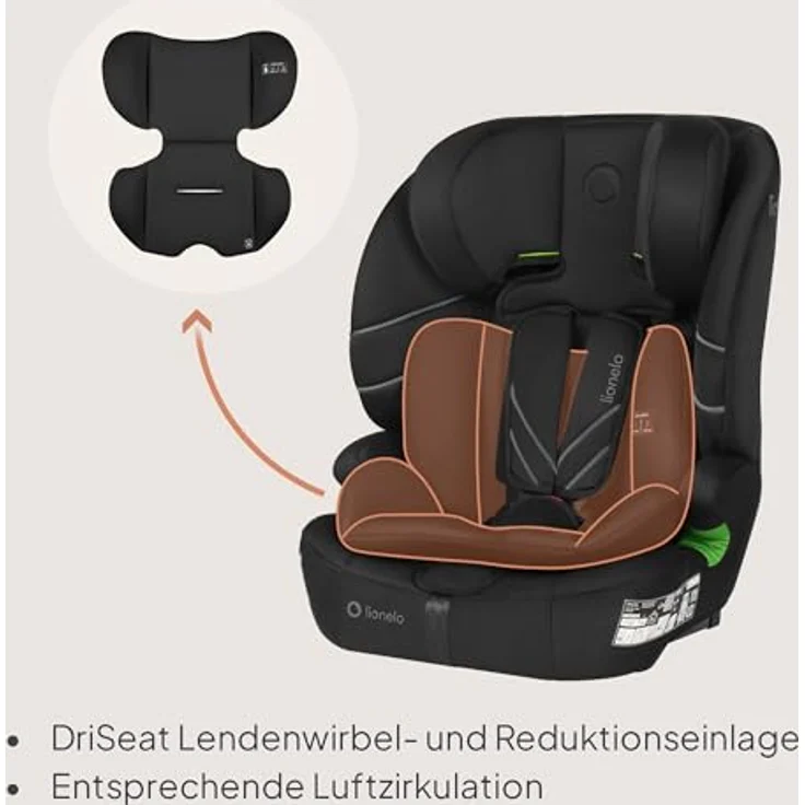 lionelo Autokindersitz LEVI FIX I-SIZE, geeignet für Kinder von 76-150 cm, Dri-Seat, ISOFIX, TopTether, 10-fach verstellbare Kopfstütze – Bild 5