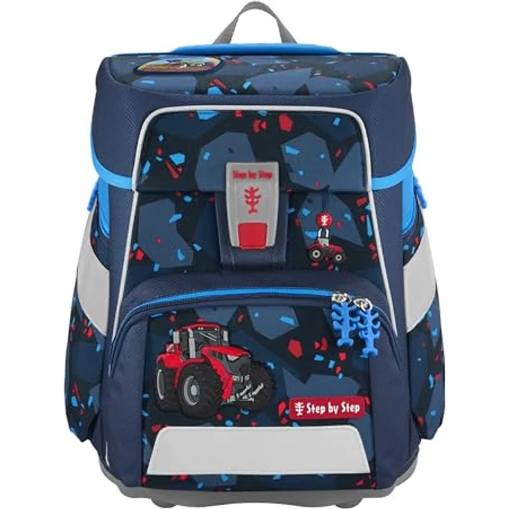 Step by Step Schulranzen-Set Space „Tractor Freddy“ 5-teilig, blau, ergonomischer Tornister mit Reflektoren, höhenverstellbar mit Hüftgurt, 20L – Bild 2
