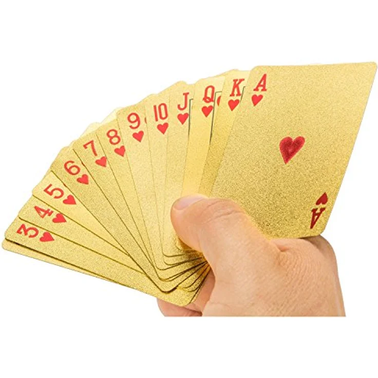 GOODS+GADGETS Pokerkarten, langlebige PVC Spielkarten, wasserfest und knickfest, gold – Bild 3