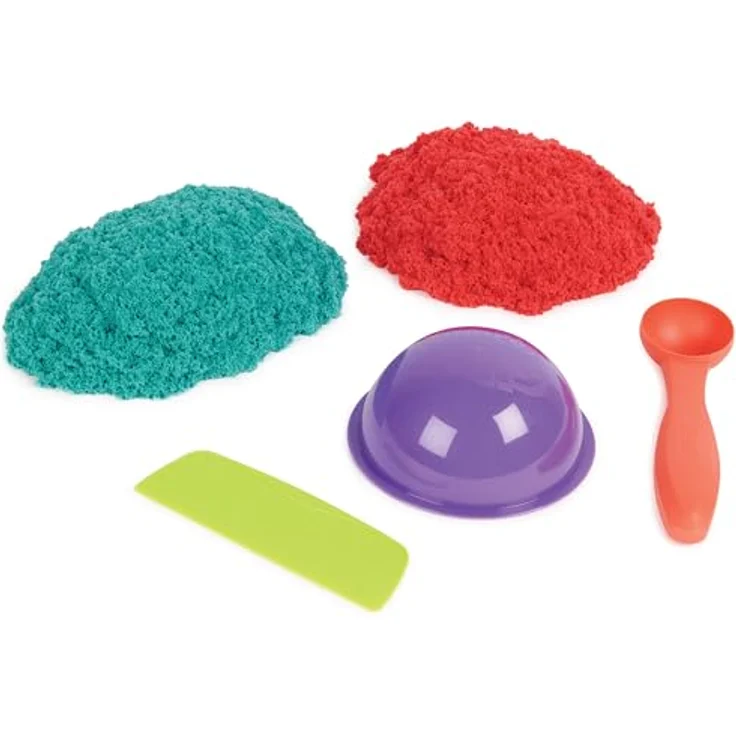 Spin Master Kinetic Sand Spielset Mold n' Flow, 2 Farben (Rot & Türkis) mit 3 Werkzeugen zum Formen und Gestalten – Bild 5