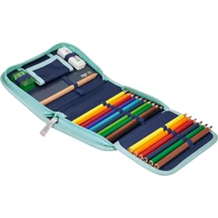 ergobag Federmäppchen 23-tlg, inkl. Lyra-Buntstifte, Bleistift, Radiergummi, Anspitzer und Lineal, Zwillingsdesign passend zu ergobag Rucksäcken – Bild 2