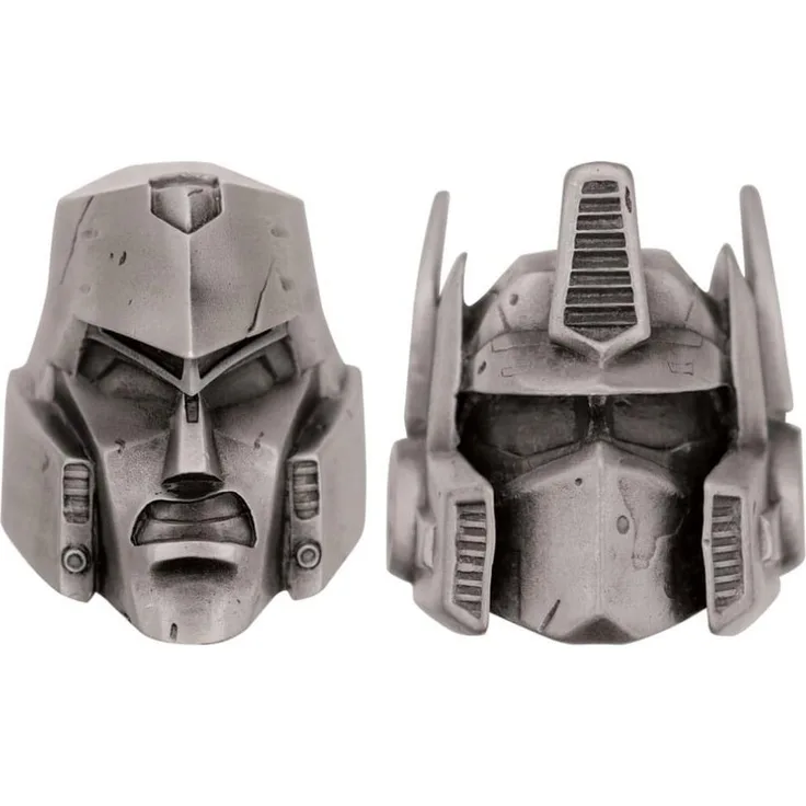 Fanatic Transformers Replik Set of 2 Helme, Optimus Prime & Megatron, Limited Edition, hochwertige Metallnachbildung, 8 x 7 cm, nur 5000 Stück verfügbar