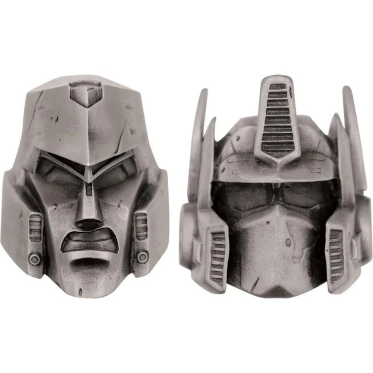 Fanatic Transformers Replik Set of 2 Helme, Optimus Prime & Megatron, Limited Edition, hochwertige Metallnachbildung, 8 x 7 cm, nur 5000 Stück verfügbar