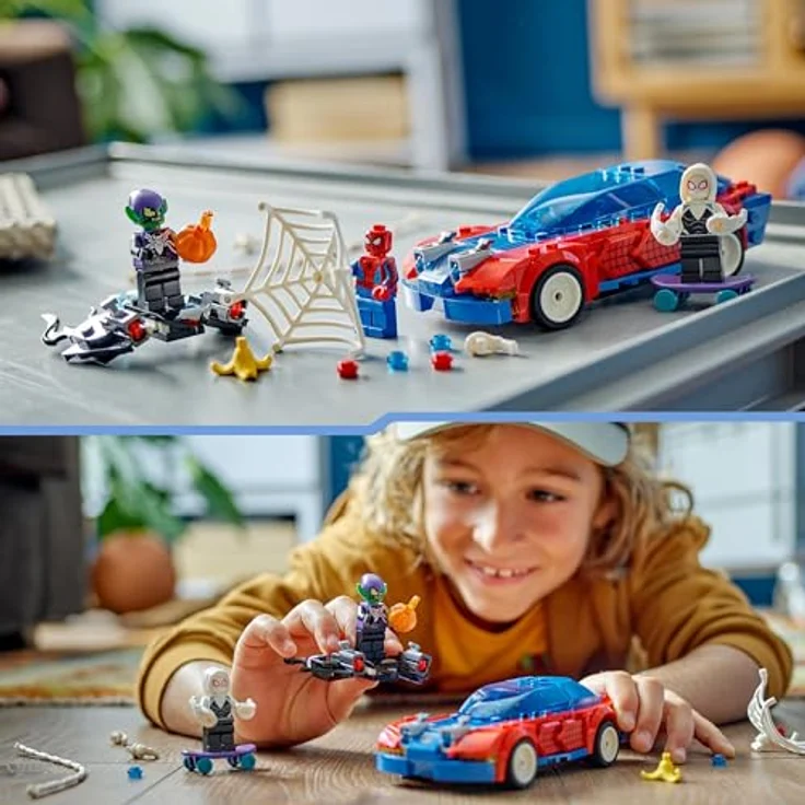 LEGO Marvel Spider-Mans Rennauto & Venom Green Goblin, Spidey-Spielzeug für Rollenspiele mit Superhelden-Figuren und baubarem Auto, Geschenk für Kinder, Jungs und Mädchen ab 7 Jahren 76279 – Bild 5