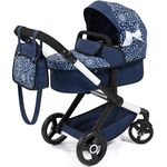 Bayer Design 17073AB Puppenwagen Xeo mit Tasche, höhenverstellbarer Griff, Schwenkschieber, wandelbar als Puppenjogger, bewegliche Vorderräder, integrierter Korb, blau