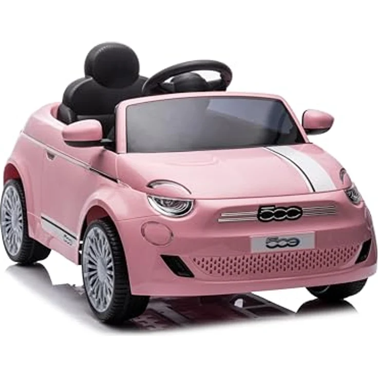 Sun Baby FIAT 500 Kinder Elektroauto, Elektro Kinderauto (Rosa) mit Motorleistung 2x30W, Lenkrad mit Sound und Sicherheitsgurte – Bild 5