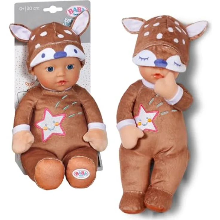Baby Born Sleepy Reh Babypuppe, 30 cm, mit Rassel im Inneren, waschbar bei 30°C