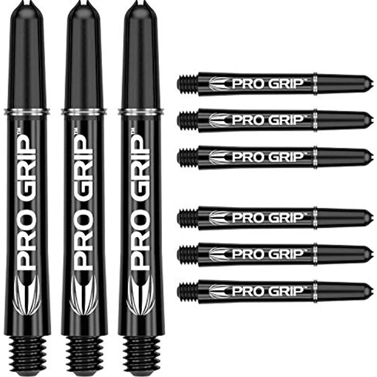 Target Darts Pro Grip Dartschäfte, Mittel - 9 Schäfte in Schwarz mit verbesserter Flugkontrolle und Griffigkeit – Bild 1