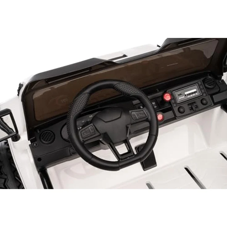 RIRICAR Beneo Motors OFFRIDE 4x4², Elektrisches Zweisitzer Kinderauto 12V in Weiß, MP3-Player mit USB/AUX, 4x4 Antrieb, Lithium-Akku, große EVA-Räder mit Hinterradfederung, Fernbedienung, LED-Lichter – Bild 4