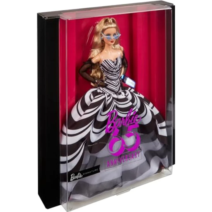 Barbie Anziehpuppe Barbie Signature, Sammlerpuppe zum 65. Jubiläum mit blonden Haaren, und schwarz-weißer Robe – Bild 5