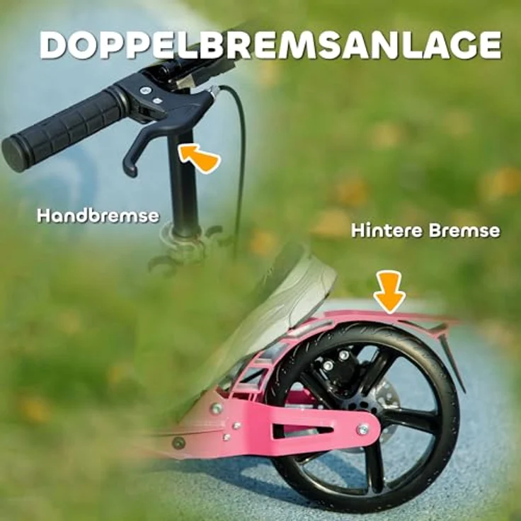AIYAPLAY Kinder Scooter, klappbarer Tretroller mit verstellbarem Lenker (88-103 cm), Sicherheitsbremsen und Stoßdämpfungssystem, für Kinder 6-12 Jahre, bis 100 kg – Bild 4