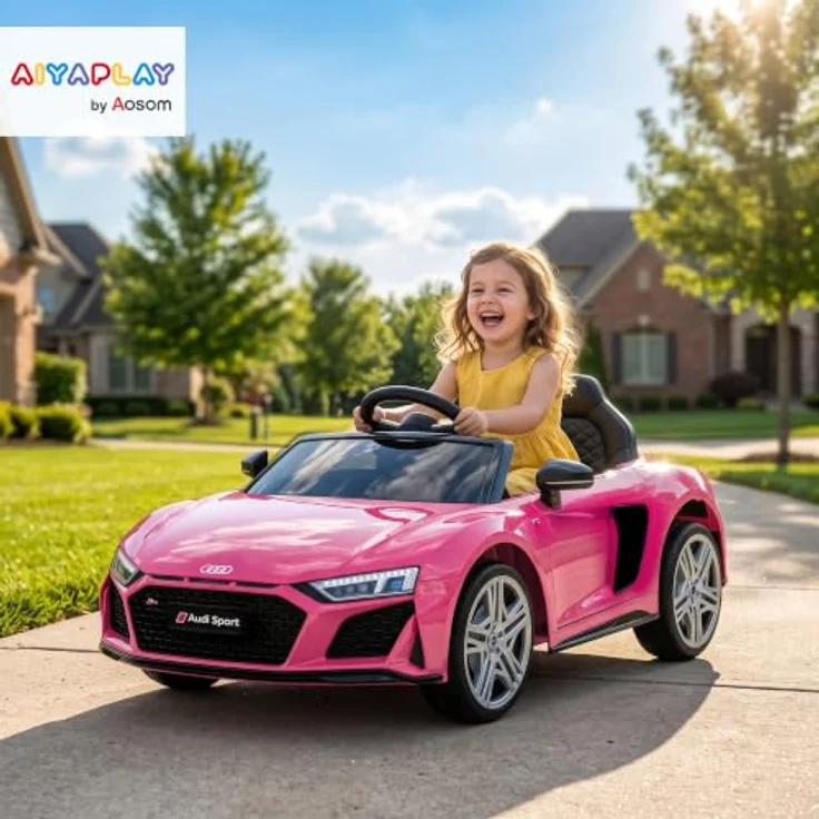 AIYAPLAY Audi R8 Spyder Kinder Elektroauto 12V mit Fernbedienung und Lithium-Akku, sanftes Anfahren und Musik – Bild 2