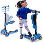 Hurtle 3-Rad-Roller HURFS56, 2-in-1 Kleinkinder-Roller sitzend/stehend, höhenverstellbar, breite Plattform, LED-Blinker, für 1-jährige Jungen/Mädchen, Blau
