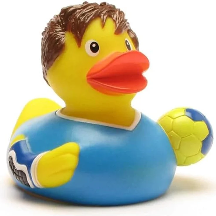 Duckshop Badeente - personalisierbar (Handball Ente) mit individuellem Wunschtext, 8 cm, Vinyl – Bild 3
