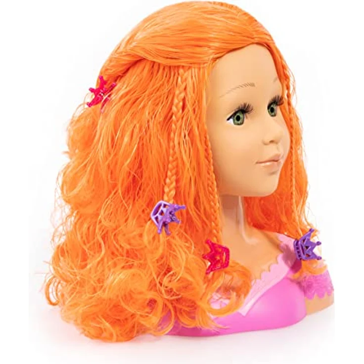 Bayer Frisier- & Schminkkopf Charlene Super Model, orange - Schmink- & Frisierkopf mit Bürste, Kamm, Lockenwickler und Make-Up – Bild 3