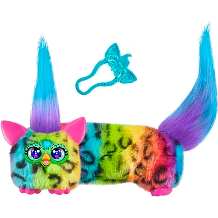 Furby DJ Furblets Rain-Bow-Kat, Plüschspielzeug mit dehnbarem Körper, lustigen Geräuschen und interaktiven Funktionen – Bild 1