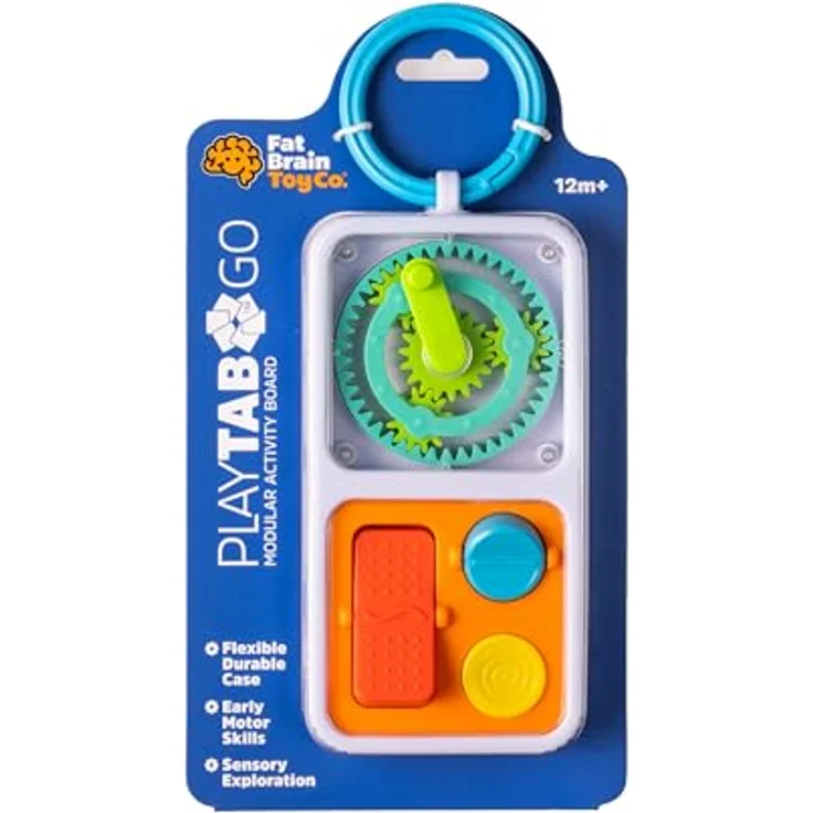 Fat Brain Play Tab On The Go, tragbares Babyspielzeug mit 2 austauschbaren Sensortafeln und Clip für Autositz oder Kinderwagen – Bild 6