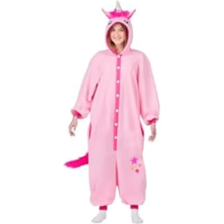 MY OTHER ME FUN COMPANY, S.L. Kostüm Einhorn Rosa für Erwachsene, Kigurumi mit Kapuze und Schwanz, Größe Small – Bild 1