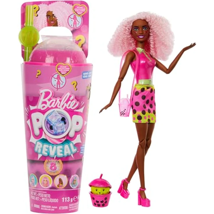 Barbie Pop! Reveal Bubble Tea Series - Berry Bliss Babypuppe mit 8 Überraschungen und farbwechserndem Gesicht – Bild 1